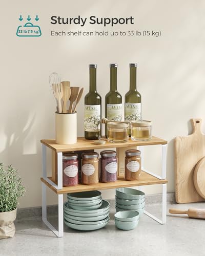 Cabinet Organizer Shelf (Black + Greige / 2*L (5.4"H) + 2*L (6.2"H))