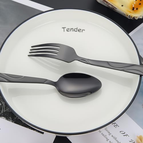 60 Piece Black Flatware Set for 12 (Black / 60-Piece)