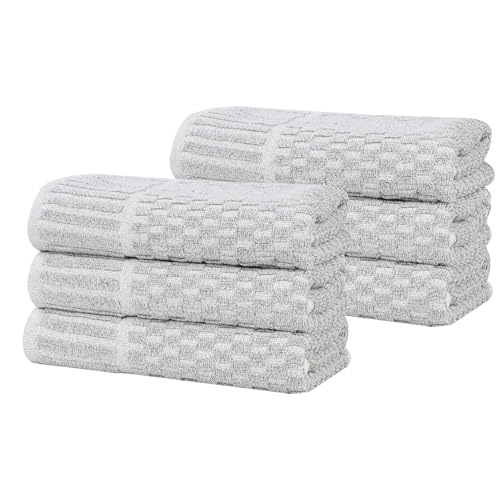 Juno Viscose Cotton Blend Medium Weight Towels (6 Piece Hand Towel Set / Platinum)