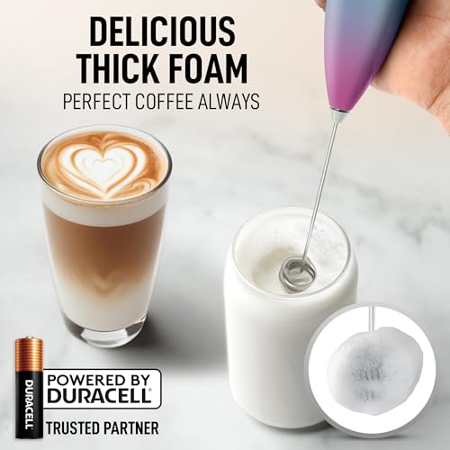Powerful Milk Frother Wand With Duracell Batteries (Vibe Pink / Double Whisk + Batteries)