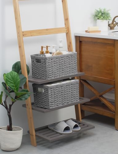 Wicker Storage Baskets (Gray (Paper Rope) / 2x 13"L x 8¼"W x 7"H)