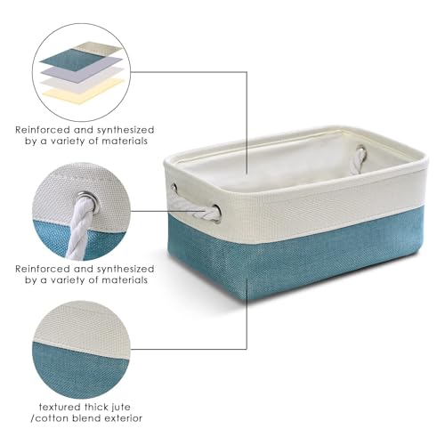 Organization and Storage Basket for Organizing (White&Green / Small (Pack of 6))