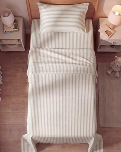 Twin Size 3 Piece Sheet Set (44 - Beige Stripes 2 / Twin)