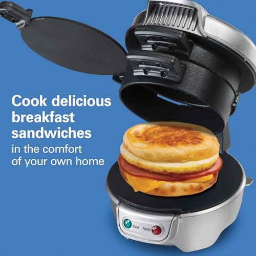 Breakfast Sandwich Maker with Egg Cooker Ring (Silver / Single)