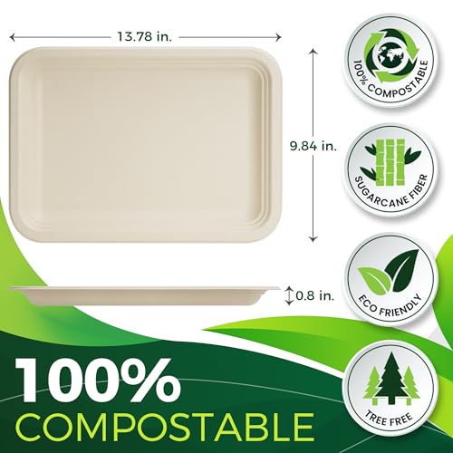 50 Pack Brown 14" Heavy Duty Disposable Rectangle Food Trays (Original / 14in(50count))