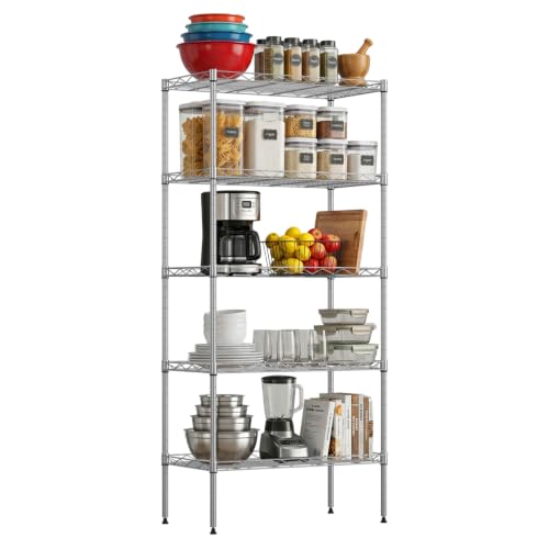 5 Tier Wire Shelf (Chrome / 22×12×48)
