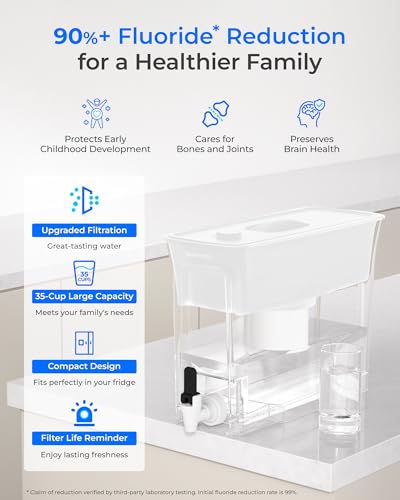 WFD-02W 35-Cup Water Filter Dispenser, Fluoride Reduction, White (White)
