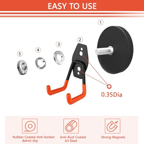 Heavy Duty Magnetic Garage Hook (Medium L/4pack13-65lbs)