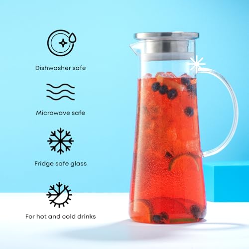 Glass Pitcher with Lid (50 Ounces)