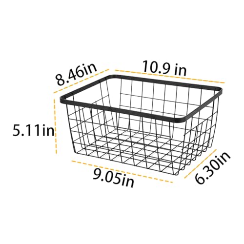 Kitchen Metal Wire Baskets with Handles Food Storage Organizer (Black / 2 Pack New Small)