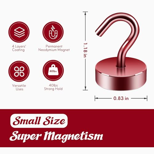 Magnetic Hooks Steel Tube Design for Cruise (Red / 40lb Magnetic Hooks)