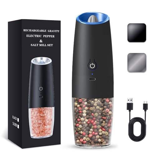 Rechargeable Electric Salt And Pepper Grinder Set (Black-Single)