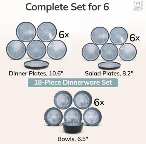 24 Piece Stoneware Dinnerware Set for 6 (Dark / Smoke Blue / Set for 6 (24pcs))