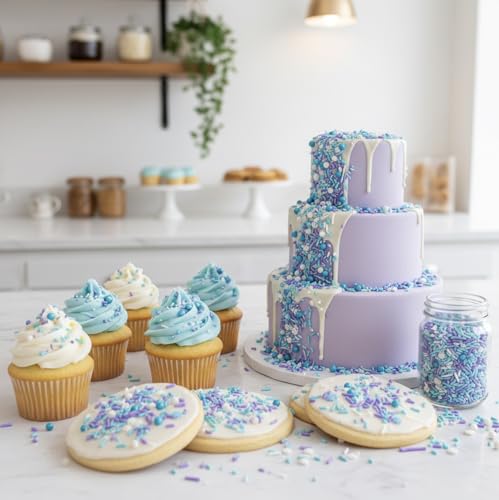 Sprinkles Edible Cake and Cupcake Sprinkles with Assorted Shapes and Sizes for Parties (Snowflakes)