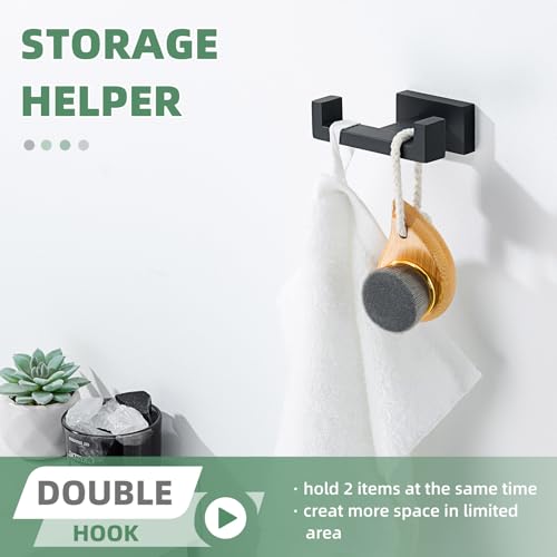 Double Towel Hook (Matte Black)