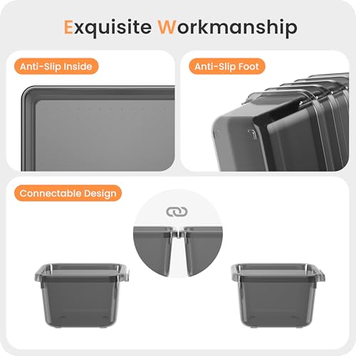 Military Grade】 Drawer Organizer for Vanity Bathroom Makeup Desk (Clear Black)
