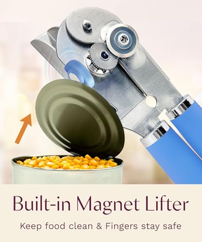 Heavy Duty Manual Can Opener with Magnetic Lid Lifter (Blue)