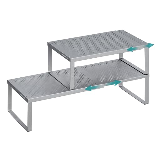 Spice Rack Expandable Kitchen Countertop Shelf (Silver / Set of 2)
