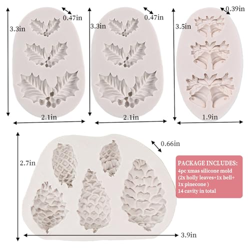 4PCS Christmas Fondant Molds (4pc xmas)