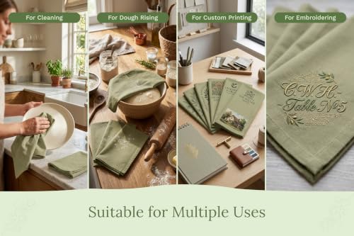 Organic Cotton Bulk Sage Green Flour Sack Kitchen Towels (Sage)