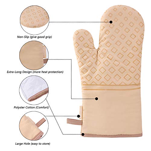 Set of 4 Oven Mitts and Pot Holders (Beige)