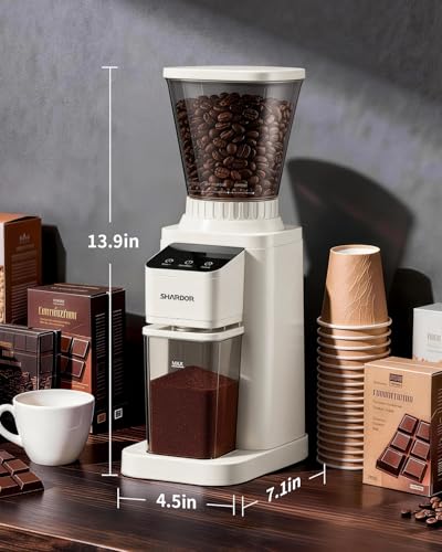 Conical Burr Coffee Bean Grinder (Cream White)