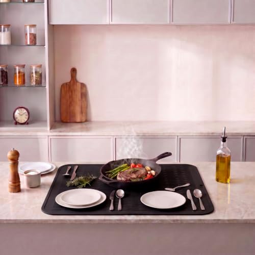 Silicone Dish Drying Mat for Multiple Usage (Black / 32"L x 18"W)