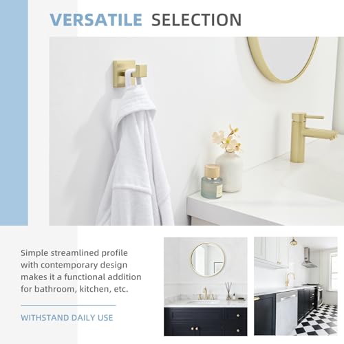 Bathroom Towel Hook for Wall (1 Pack / Brushed Gold)