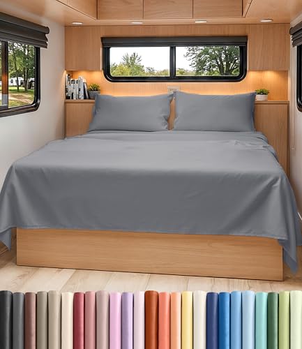 Short Queen Size 4 Piece Bed Sheet Set (05 - Steel Blue / Short Queen)