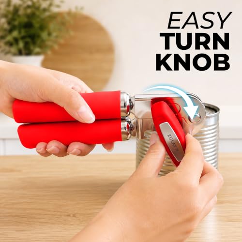 Stainless Steel Swing Open Manual Can Opener Comfortable Grip (Cherry Red / Swing Open)