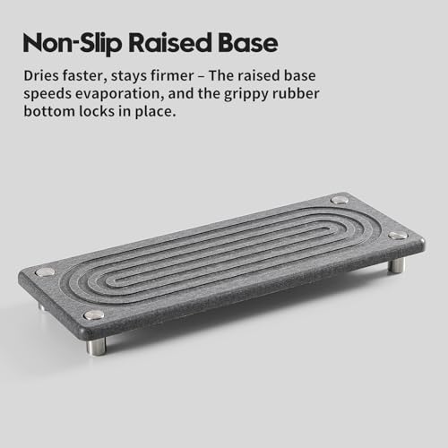 Water Absorbing Stone Sink Caddy Kitchen Sink Organizer Tray (10"x 4" - Charcoal)