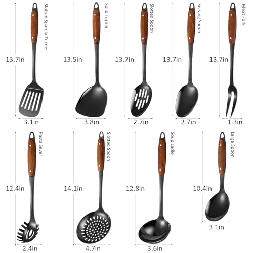 304 Stainless Steel Cooking Utensils Set (Black)