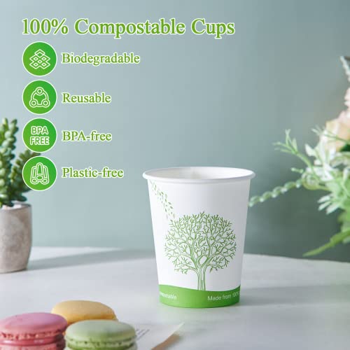 300 Count 8 oz Compostable Paper Cups (300Pack 8oz PLA Cups)