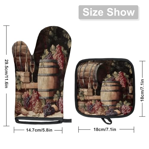 Vintage Wine and Ripe Grapes Oven Mitts and Pot Holders Sets (2 Count)