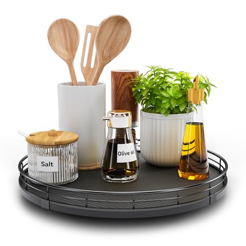 12" Lazy Susan Turntable Organizer for Table Top (Black / 12")