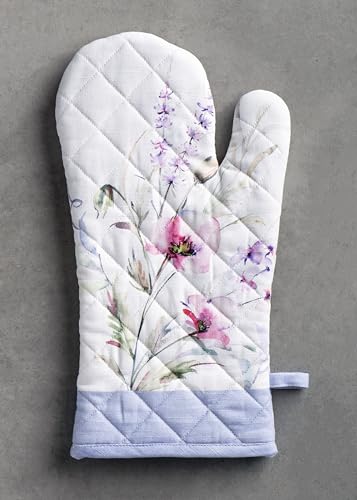 100% Cotton Oven Mitt & Pot Holder Set (068 - Summer Floral / 7.5" x 13" & 8" x 8" (Oven Mitt & Pot Holder))