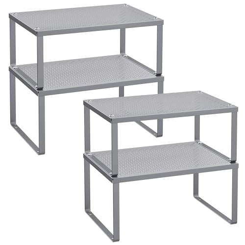 Set of 4 Metal Spice Racks (Silver / 4 Tiers (9"D x 12.6"W))