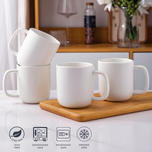 14oz Coffee Mugs Set of 6 (6 Count (Pack of 1) / Off White-Speckled)