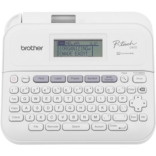 P-Touch PT-D410 Home / Office Advanced Label Maker | Connect via USB to Create and Print on TZe Label Tapes up to ~3/4 inch, White (Standard / PTD410)