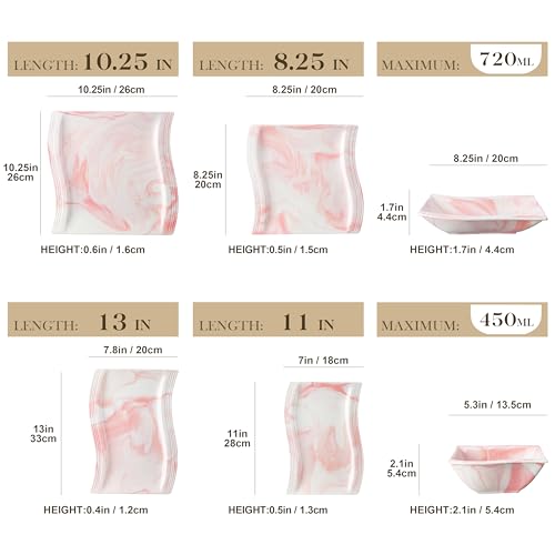 Plates and Bowls Sets (26 Piece(Service for 6) / Pink)