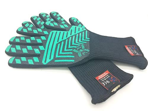 Heat Resistant Oven Glove (Black/Green / One Size)