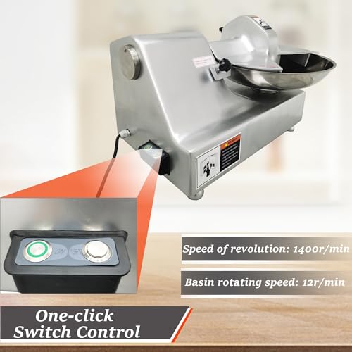 Commercial Food Processor & Vegetable Chopper 5.5L Multifunction Meat Bowl Cutter Mixer & Buffalo Chopper with 304 SS Blade for Meat Vegetable Cutter Processor Machine 110V 550W 120kg