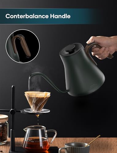 Gooseneck Electric Kettle with ±1℉ Temperature Control 0.9 Liter (Forest Green)