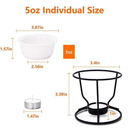 4Pcs Fondue Pot Set for Chocolate Butter Cheese (Round)