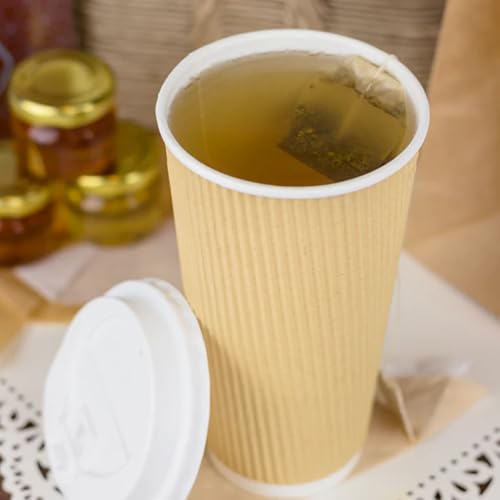 20oz Ripple Insulated Coffee Hot Cups [500 Count] Kraft Double Poly Lined Paper Hot Cup (20 OZ / Brown)