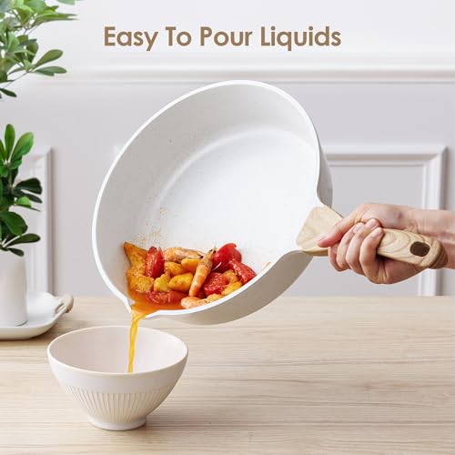 16Pcs Ceramic Cookware Set Non toxic (Ceramic White)