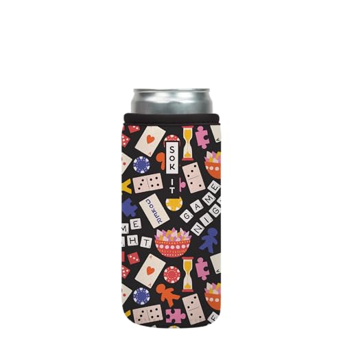 CanSok Sleeve for Beer & Soda Insulated Neoprene Cover (Game Night / 12oz Slim Can Sleeve)