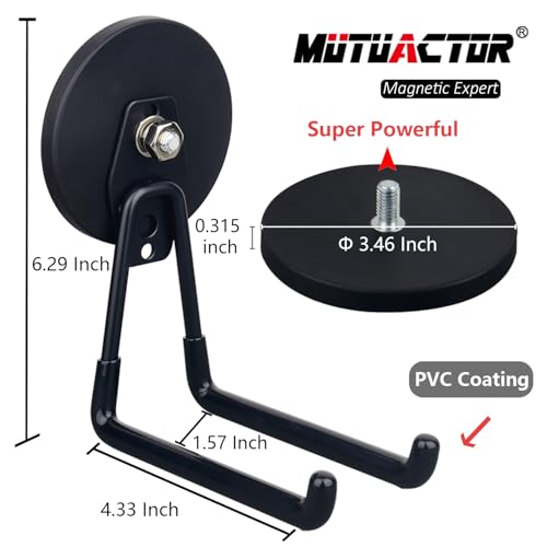 Super Strong Magnetic Hooks (3.46in Magnet L Black Hooks 2PCS)
