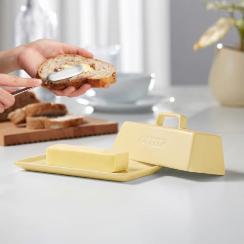 Ceramic Butter Dish with Lid (Yellow)