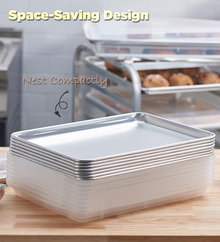 6-Pack 1/2 Size 18''x13'' Sheet Pan with Cover (18 x13 Inch (6-Pack Pan with Lid))